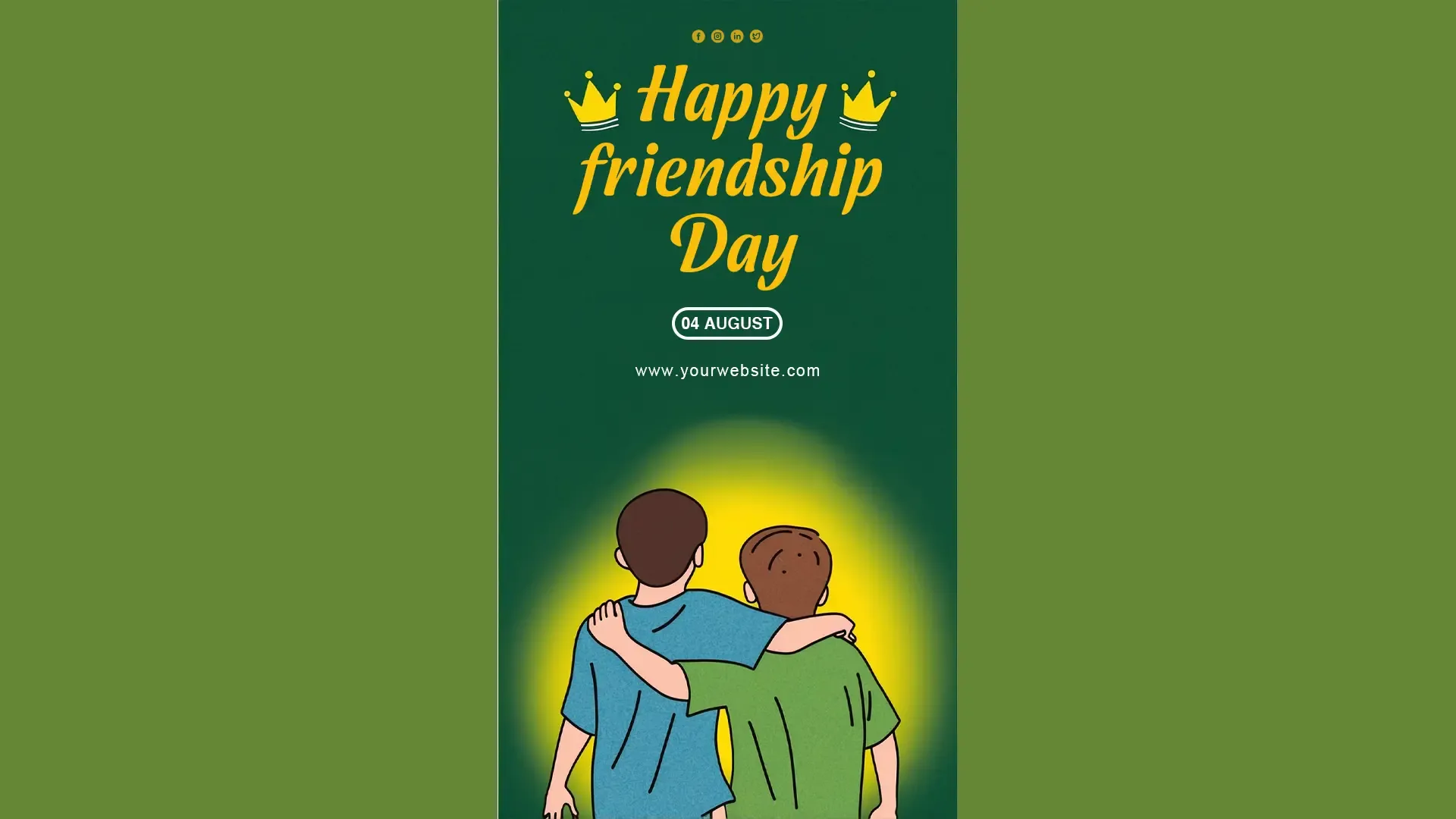 Happy Friendship Day Backdrop with Friends Embrace IG Story PSD image